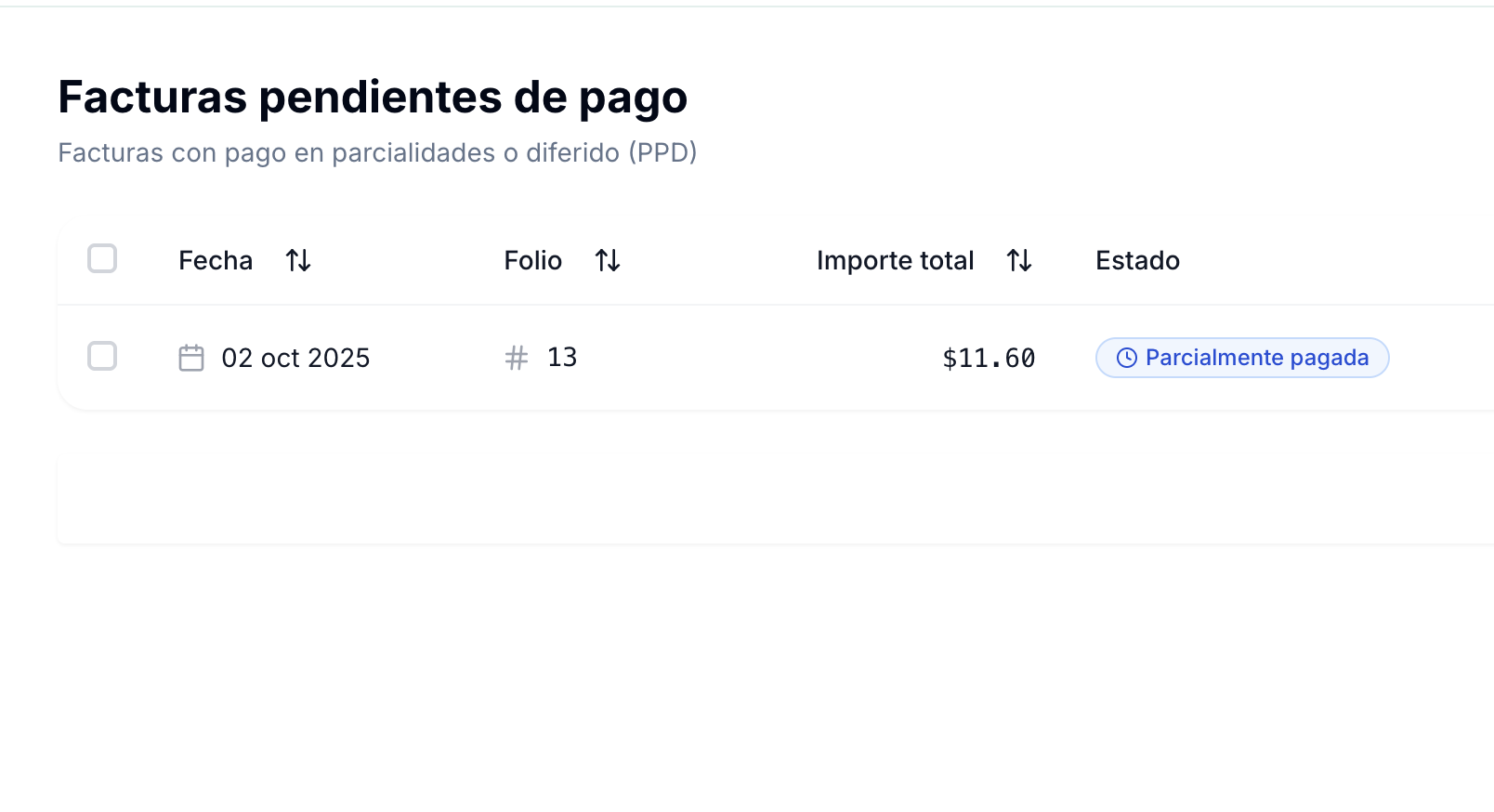 Portal de clientes - Facturas pendientes de pago